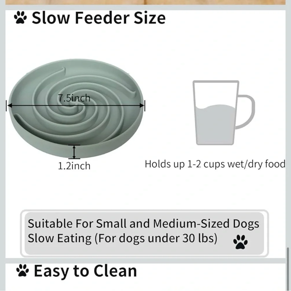 Bifeaw Silicone Slow Feeder Dog Bowl Non Slip Suction Green 7.5”